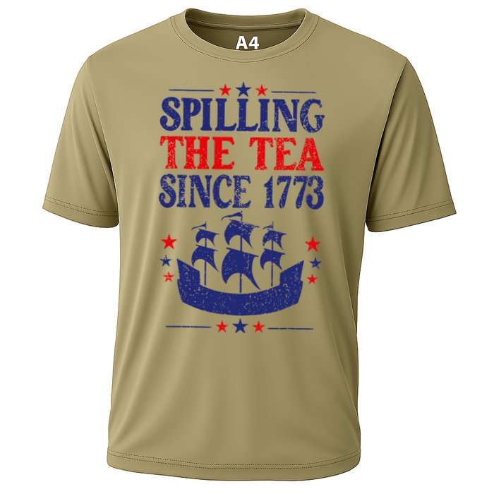 Fun 4th Of July Spilling The Tea Since 1773 Teacher Cooling Performance Crew T-Shirt