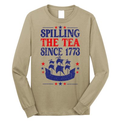 Fun 4th Of July Spilling The Tea Since 1773 Teacher Long Sleeve Shirt
