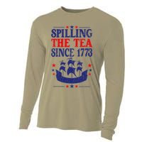 Fun 4th Of July Spilling The Tea Since 1773 Teacher Cooling Performance Long Sleeve Crew
