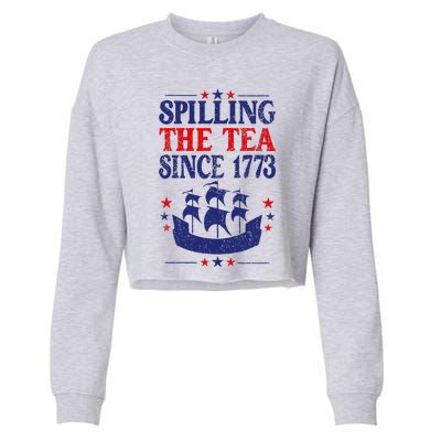 Fun 4th Of July Spilling The Tea Since 1773 Teacher Cropped Pullover Crew