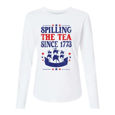 Fun 4th Of July Spilling The Tea Since 1773 Teacher Womens Cotton Relaxed Long Sleeve T-Shirt