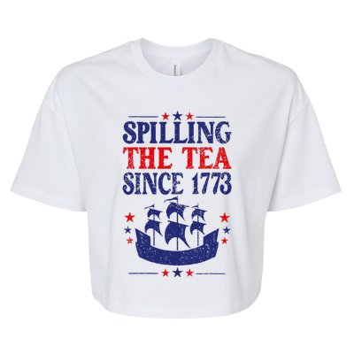 Fun 4th Of July Spilling The Tea Since 1773 Teacher Bella+Canvas Jersey Crop Tee