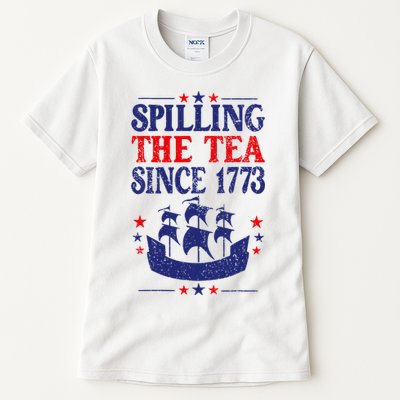 Fun 4th Of July Spilling The Tea Since 1773 Teacher Tall T-Shirt