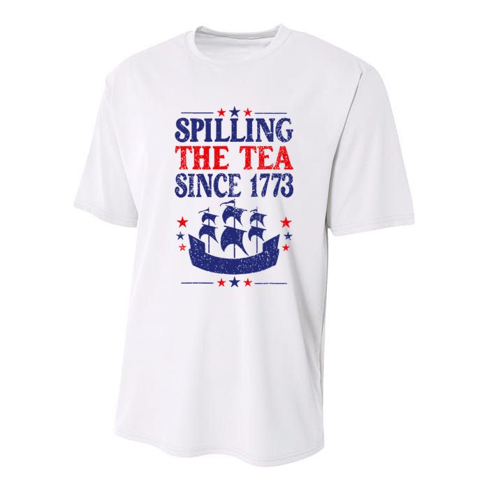 Fun 4th Of July Spilling The Tea Since 1773 Teacher Youth Performance Sprint T-Shirt