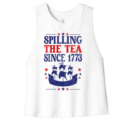 Fun 4th Of July Spilling The Tea Since 1773 Teacher Women's Racerback Cropped Tank