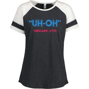 Funny 4th Of July Shirt Uh Oh England 1776 Enza Ladies Jersey Colorblock Tee