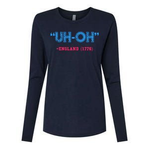 Funny 4th Of July Shirt Uh Oh England 1776 Womens Cotton Relaxed Long Sleeve T-Shirt