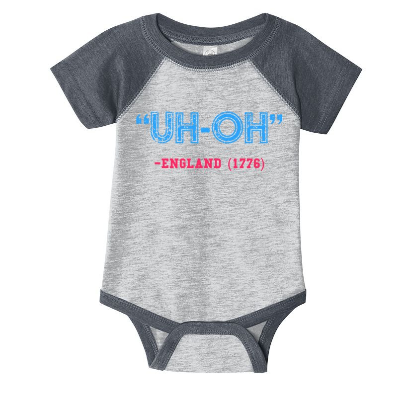 Funny 4th Of July Shirt Uh Oh England 1776 Infant Baby Jersey Bodysuit