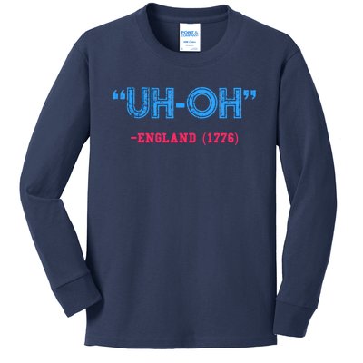 Funny 4th Of July Shirt Uh Oh England 1776 Kids Long Sleeve Shirt