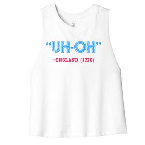 Funny 4th Of July Shirt Uh Oh England 1776 Women's Racerback Cropped Tank