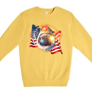 Fourth 4th Of July Fireworks Shark Premium Crewneck Sweatshirt