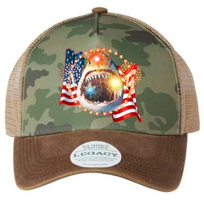 Fourth 4th Of July Fireworks Shark Legacy Tie Dye Trucker Hat