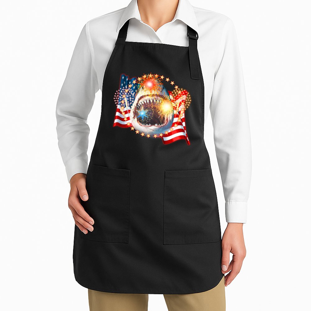 Fourth 4th Of July Fireworks Shark Apron