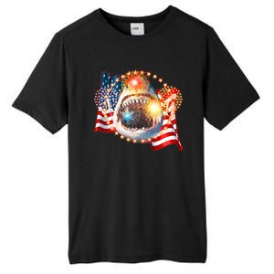 Fourth 4th Of July Fireworks Shark Tall Fusion ChromaSoft Performance T-Shirt