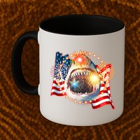 Fourth 4th Of July Fireworks Shark Mug