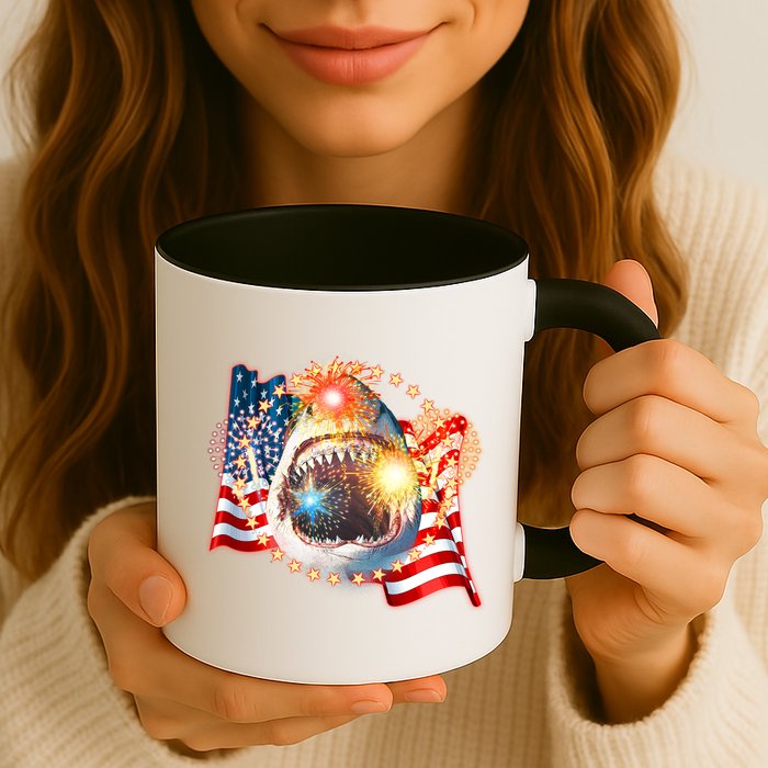 Fourth 4th Of July Fireworks Shark Mug