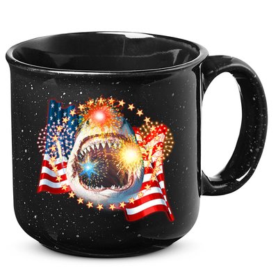Fourth 4th Of July Fireworks Shark 15oz Campfire Ceramic Mug