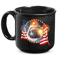 Fourth 4th Of July Fireworks Shark 15oz Campfire Ceramic Mug