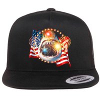Fourth 4th Of July Fireworks Shark Flatbill Hat