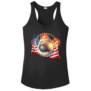 Fourth 4th Of July Fireworks Shark Ladies PosiCharge Competitor Racerback Tank