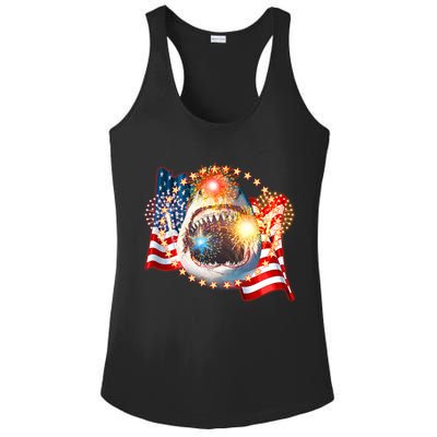 Fourth 4th Of July Fireworks Shark Ladies PosiCharge Competitor Racerback Tank