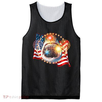 Fourth 4th Of July Fireworks Shark Mesh Reversible Basketball Jersey Tank