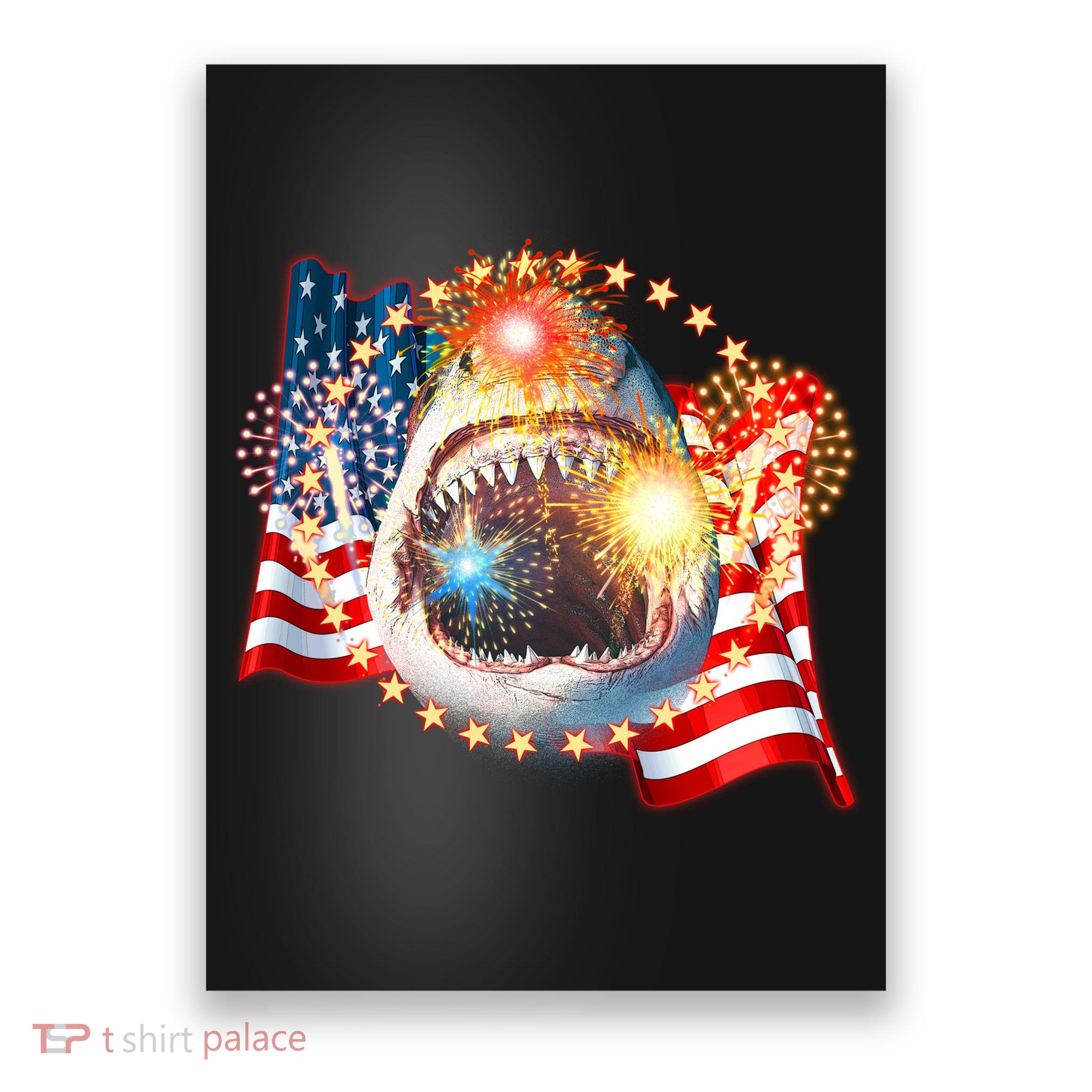 Fourth 4th Of July Fireworks Shark Poster
