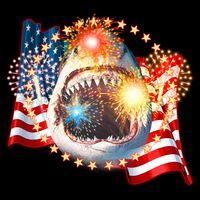 Fourth 4th Of July Fireworks Shark Cropped Pullover Crew