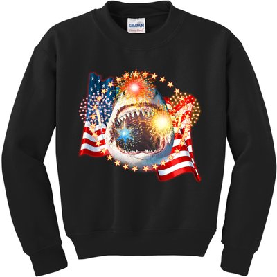 Fourth 4th Of July Fireworks Shark Kids Sweatshirt