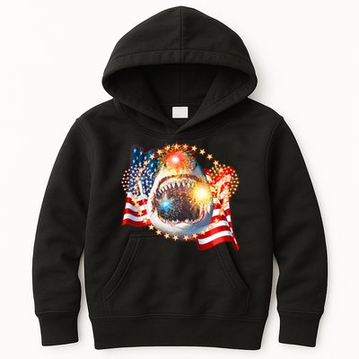 Fourth 4th Of July Fireworks Shark Kids Hoodie