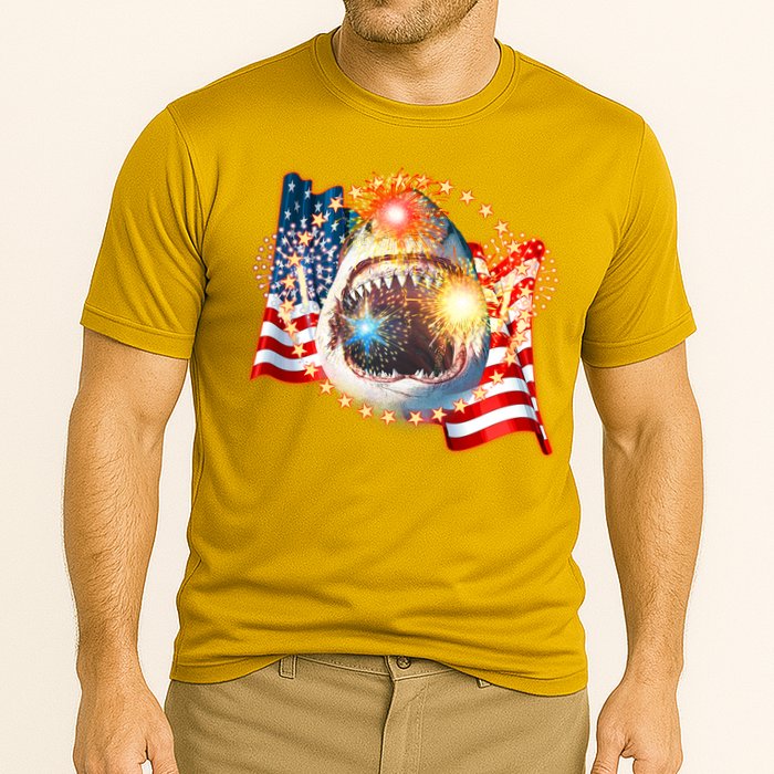 Fourth 4th Of July Fireworks Shark Performance Shirt