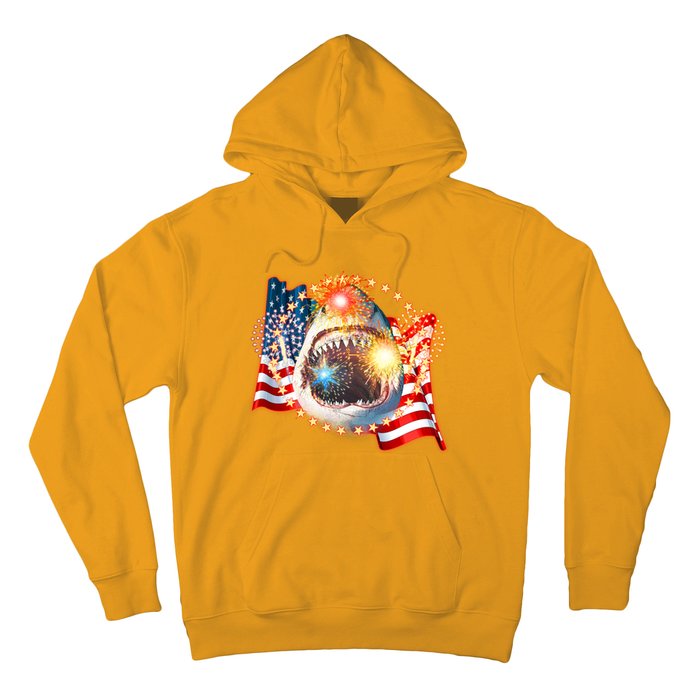 Fourth 4th Of July Fireworks Shark Hoodie