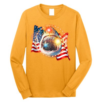 Fourth 4th Of July Fireworks Shark Long Sleeve Shirt