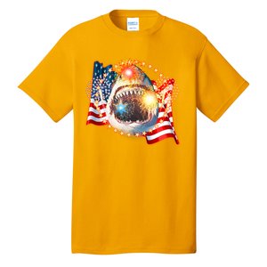 Fourth 4th Of July Fireworks Shark Tall T-Shirt