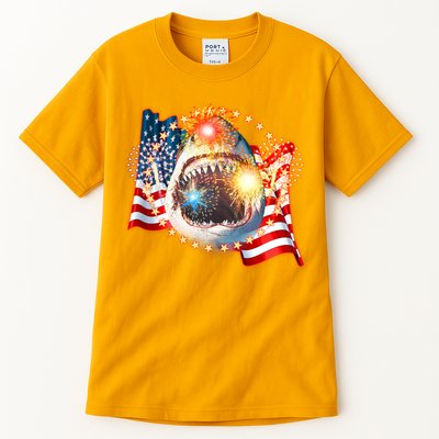 Fourth 4th Of July Fireworks Shark Tall T-Shirt