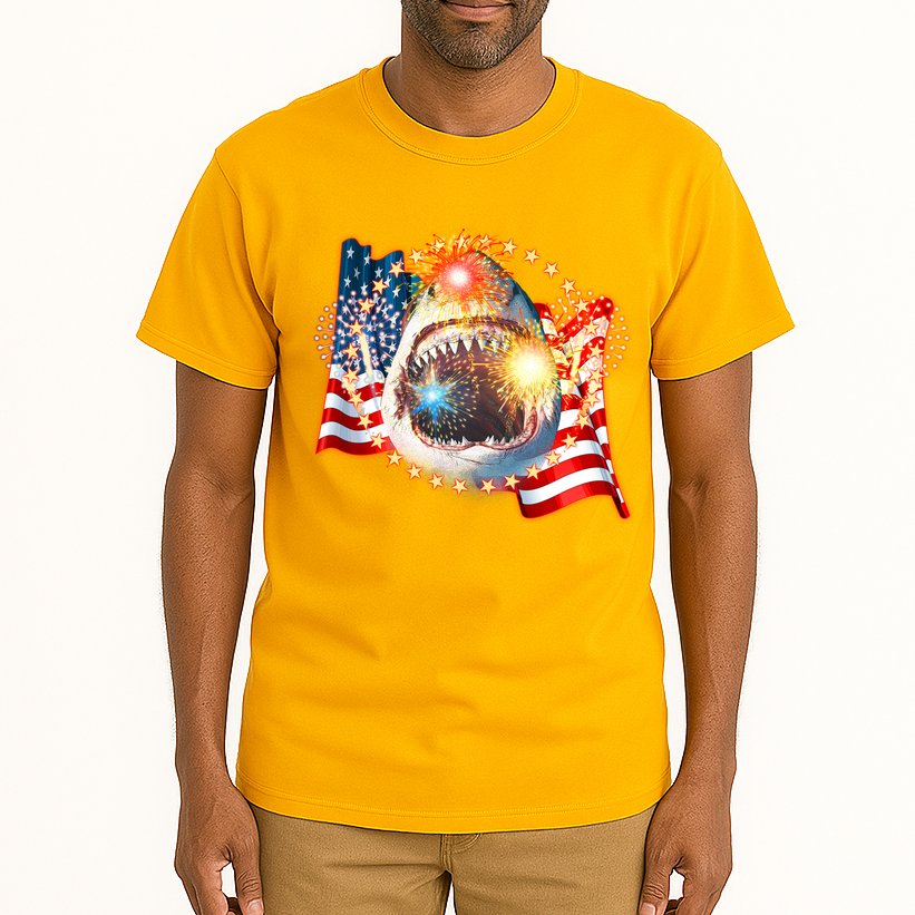 Fourth 4th Of July Fireworks Shark Tall T-Shirt