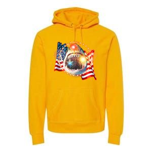 Fourth 4th Of July Fireworks Shark Premium Hoodie