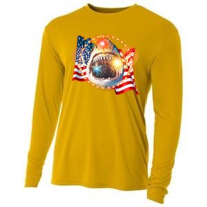 Fourth 4th Of July Fireworks Shark Cooling Performance Long Sleeve Crew