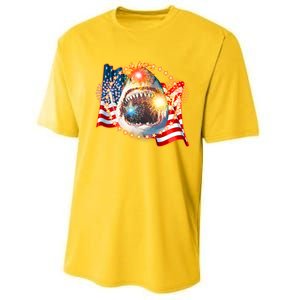 Fourth 4th Of July Fireworks Shark Performance Sprint T-Shirt