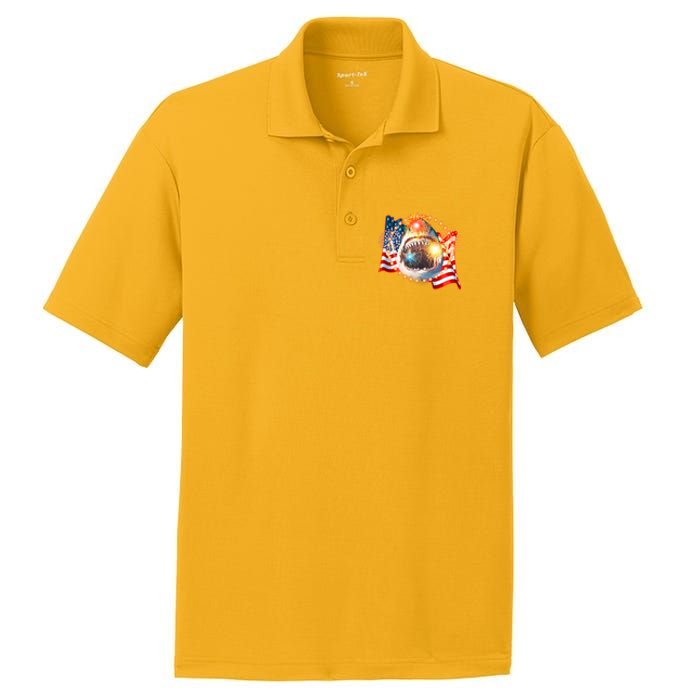 Fourth 4th Of July Fireworks Shark PosiCharge RacerMesh Polo