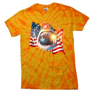 Fourth 4th Of July Fireworks Shark Tie-Dye T-Shirt