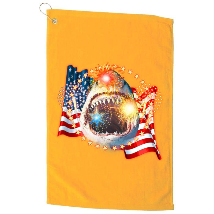 Fourth 4th Of July Fireworks Shark Golf Towel