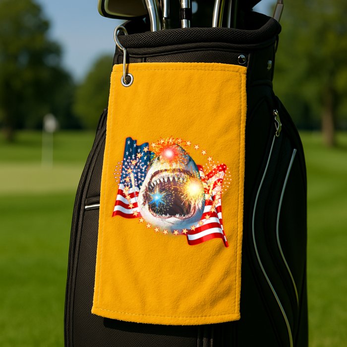 Fourth 4th Of July Fireworks Shark Golf Towel