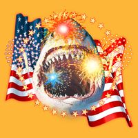 Fourth 4th Of July Fireworks Shark Golf Towel