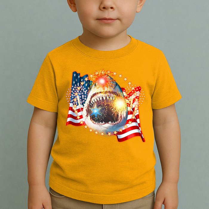 Fourth 4th Of July Fireworks Shark Toddler T-Shirt