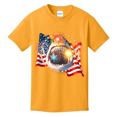 Fourth 4th Of July Fireworks Shark Kids T-Shirt