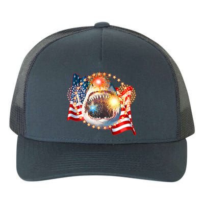 Fourth 4th Of July Fireworks Shark Yupoong Adult 5-Panel Trucker Hat