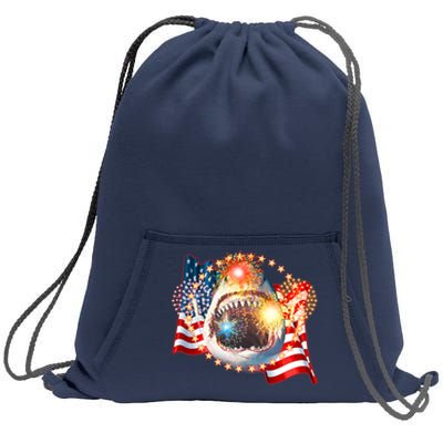 Fourth 4th Of July Fireworks Shark Sweatshirt Cinch Pack Bag