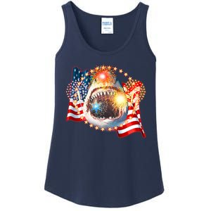 Fourth 4th Of July Fireworks Shark Ladies Essential Tank