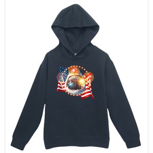 Fourth 4th Of July Fireworks Shark Urban Pullover Hoodie